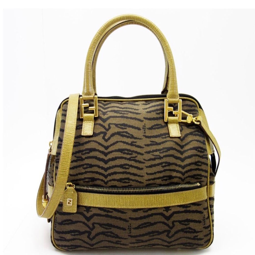 Fendi Canvas & Leather 2 Way Shoulder Bag